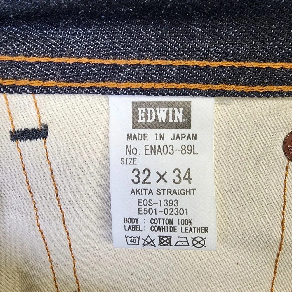 Edwin Mens 32x31 AKT03 Akita Straight Rainbow Selvedge 13.5oz Denim Jeans Japan